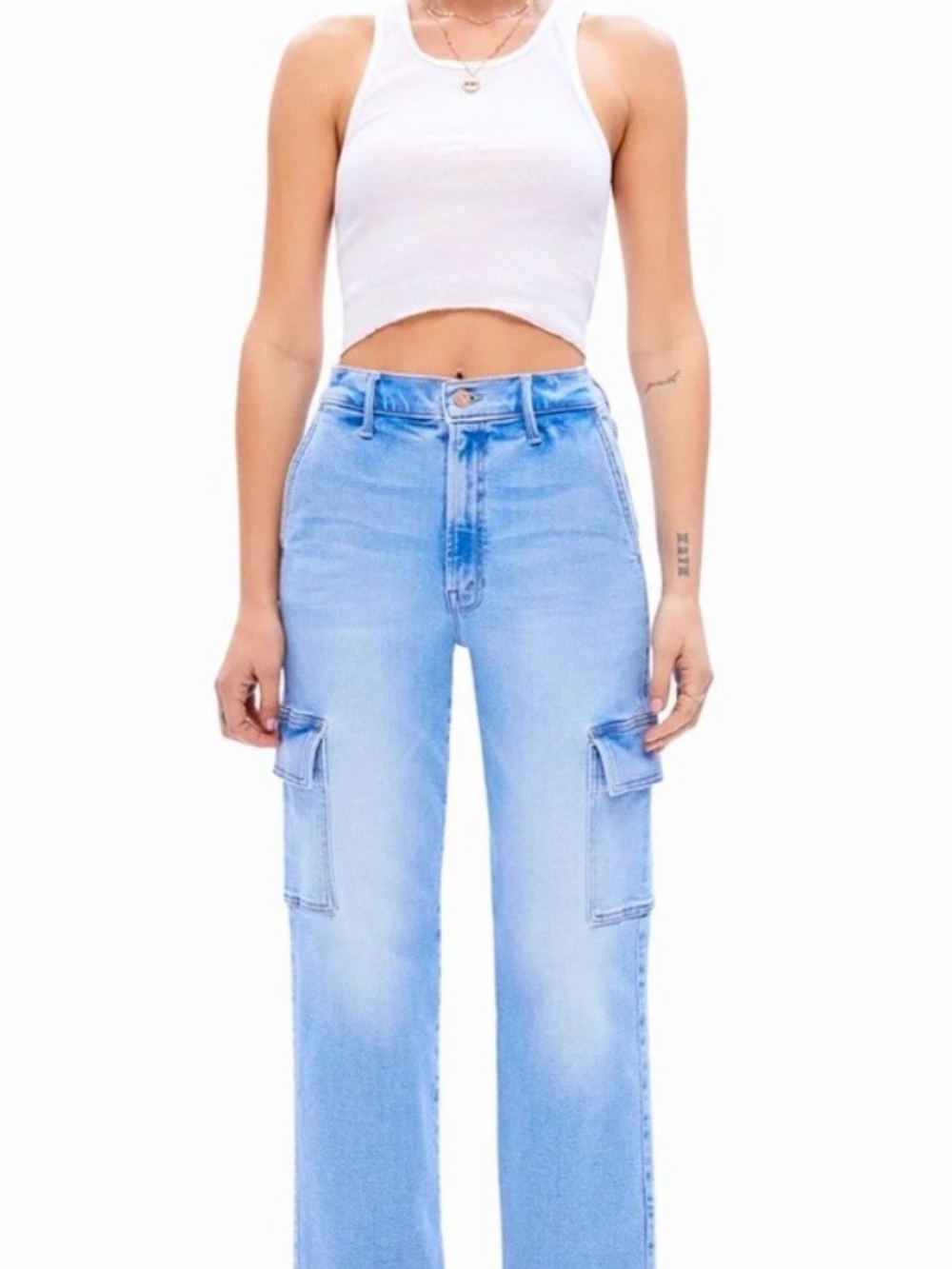 MOTHER The Straight Up Rambler cargo ankle jeans size 28
